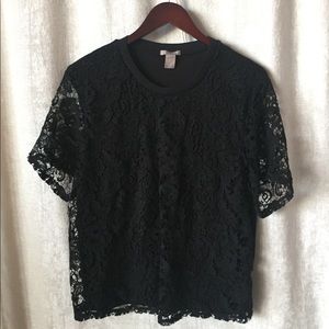 H&M black lace tee